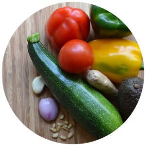 Fresh picked garden vegetables on a table