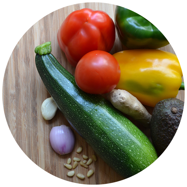 Fresh picked garden vegetables on a table