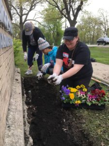 Planting flowers