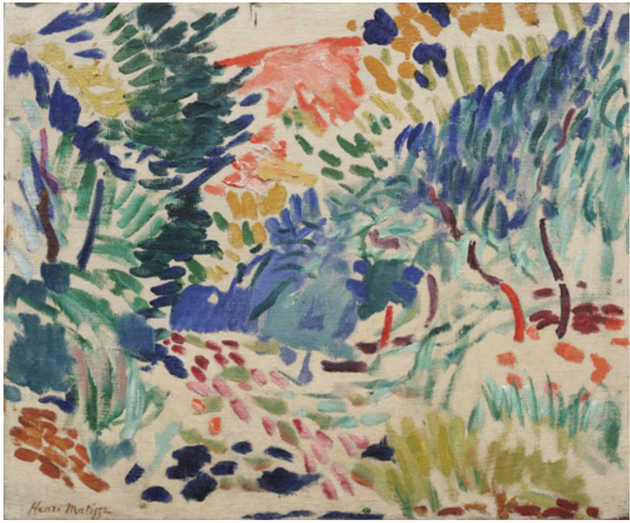 An abstract painting of a landscape
