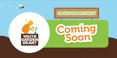 A banner that reads Grant Opportunity, Winners Announced, with the Youth Garden Grant logo