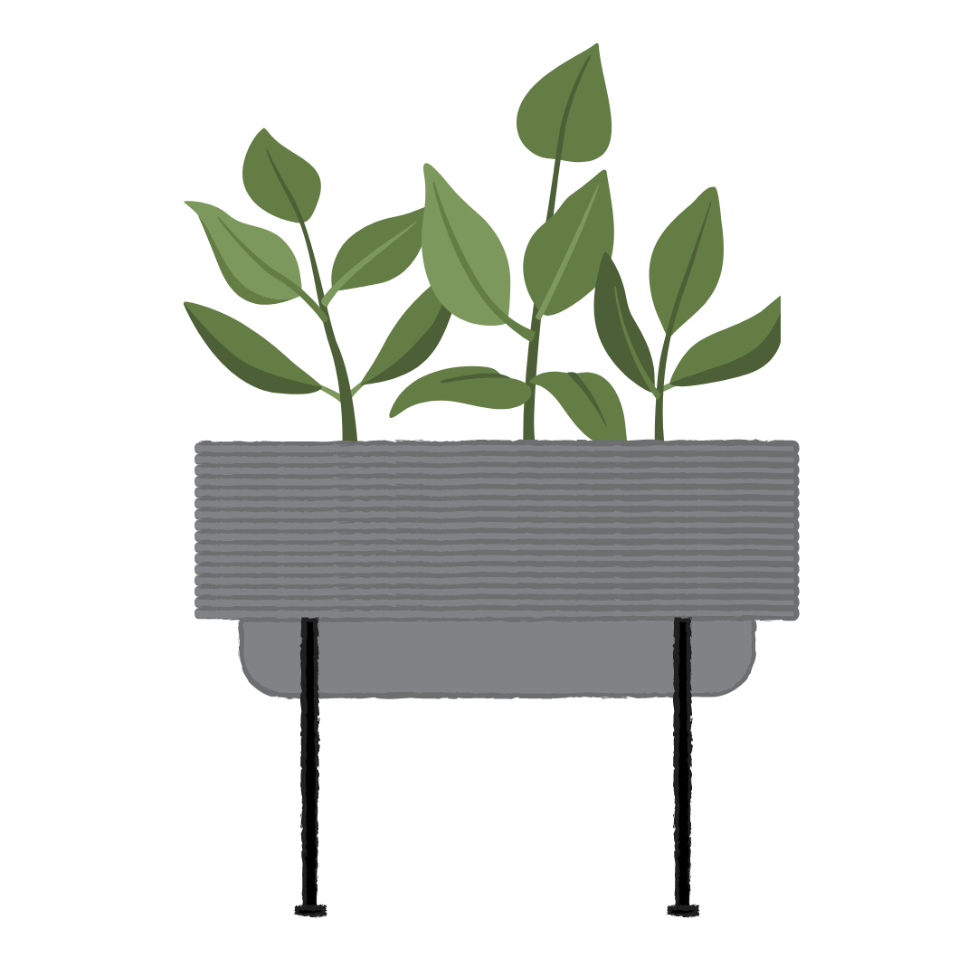 A graphic of a raised bed planter