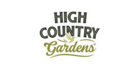 A logo that reads High Country Gardens. The word "gardens" is in a script font.
