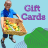 Gift Cards with a photo of a boy holding a basket of fresh vegetables.