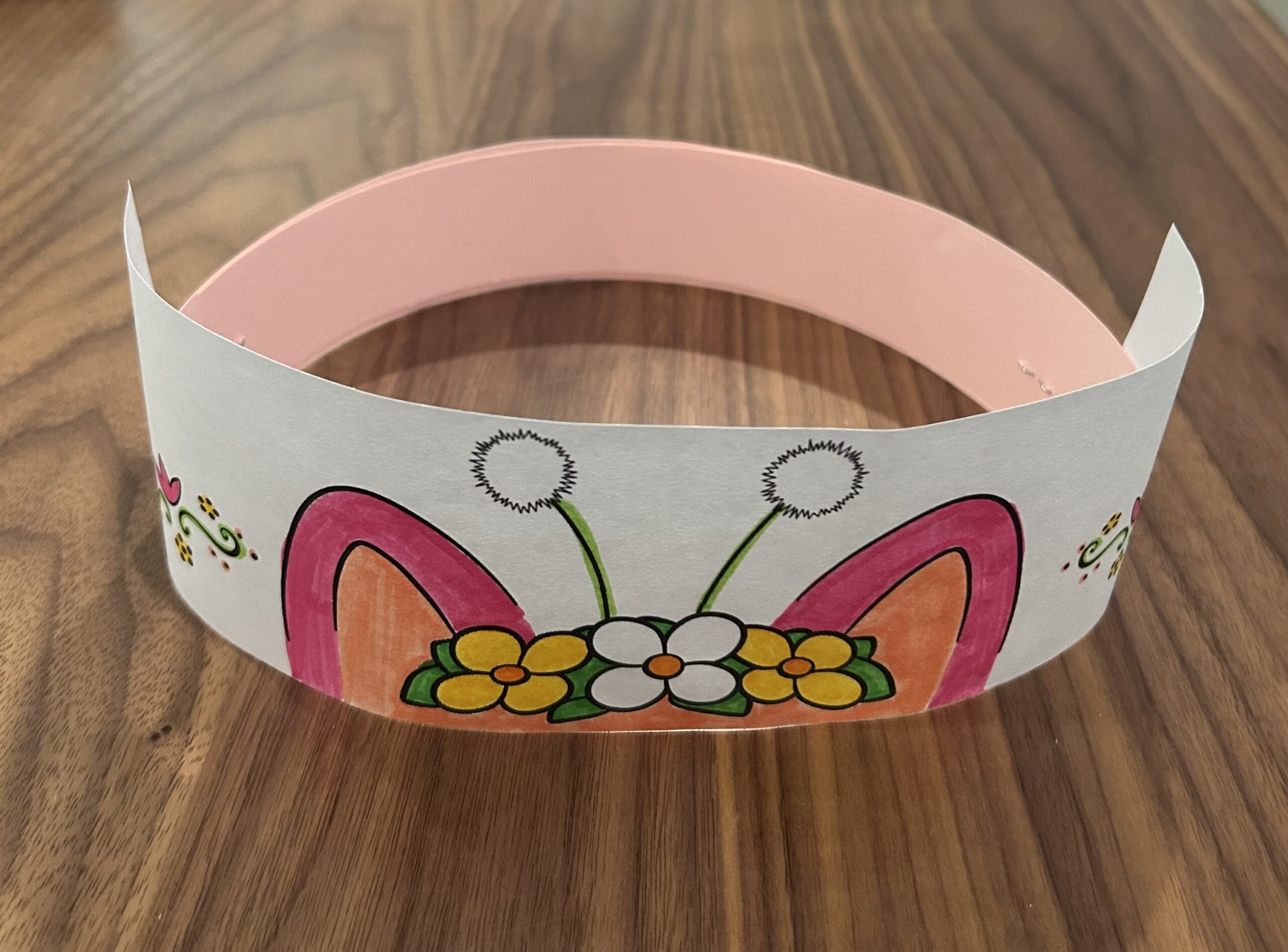 A completed Kitty Flower Crown