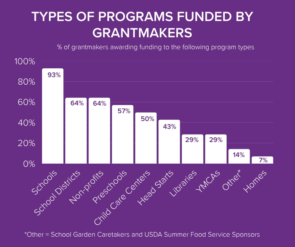 A graph showing types of programs funded by grantmakers